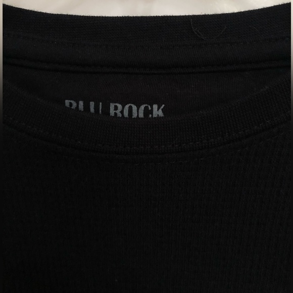 Men’s Blu Rock Black Thermal Waffle Knit T-Shirt Top - Picture 12 of 16
